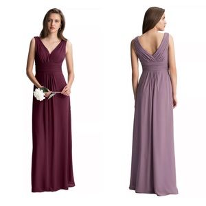 Bill Levkoff Style 7099 Wine Chiffon Surplice A-line Dress - 8